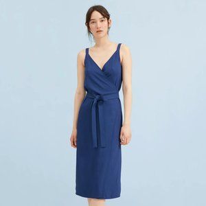 Everlane Japanese GoWeave Tank Wrap Midi Dress in vivid blue